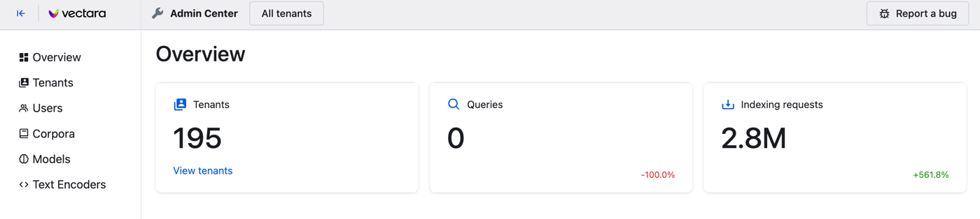 Vectara Admin Center