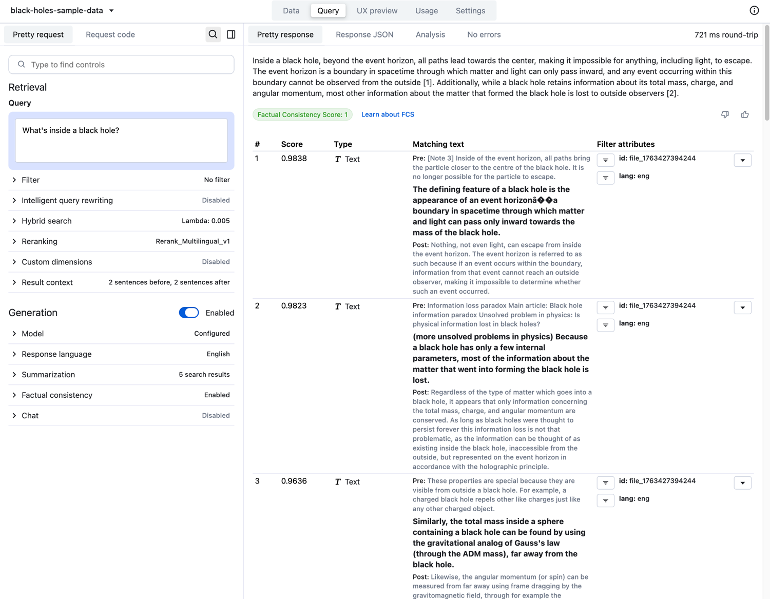 Sample corpus search